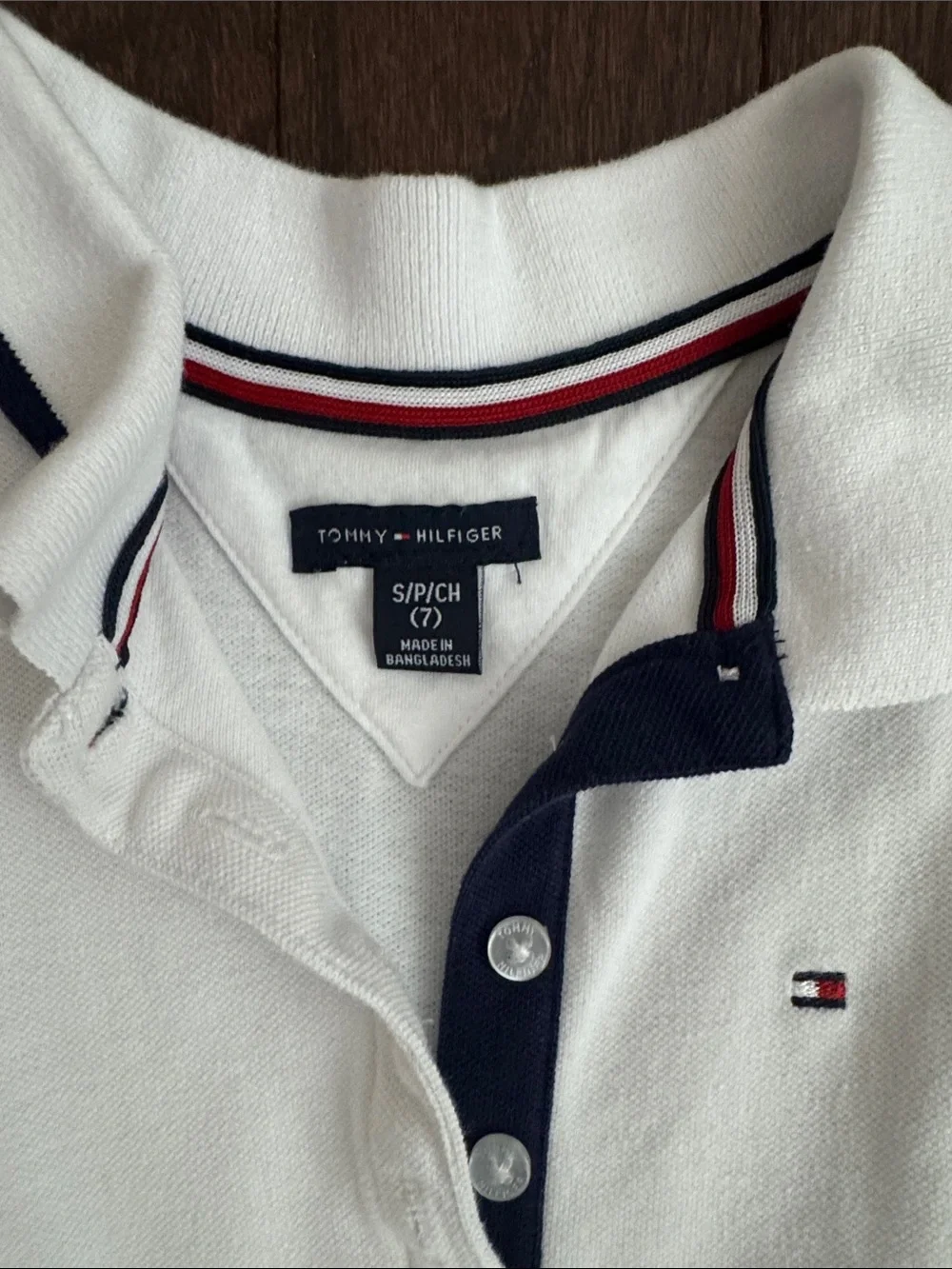 Tommy Hilfiger White Sleeveless Polo Dress with Navy & Red Bands